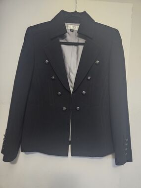 Elie Tahari Black Double-Breasted Military-Style Blazer